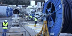 Cable-laying at the entrance to a tunnel